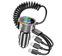 Adaptateur Chargeur De Voiture Usb 320w Avec Câble À Ressort, Charge Super Rapide, Type C Pd Pour Iphone Ipad Huawei Samsung Oppo Oneplus Vivo-Noir Car Charger