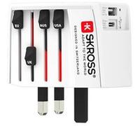 SKROSS | 1.302962 | Adaptateur de voyage universel à 2 broches avec 2 ports USB. Tension et puissance : 100V - 250W / 250V - 625W - 1 x USBC: 3.0A, 1 x USBA : 2.4A. Protection anti-choc électrique