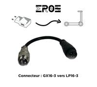 Adaptateur Chargeur GX16-3 Vers LP-16-3 pour Trottinette Électrique