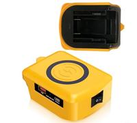 Adaptateur chargeur sans fil 15 W pour Dewalt DCB180/DCB182/DCB184/DCB200/DCB201/DCB203 et 48-11-1862/48-11-1880/48-11-1850/48-11-1852 Piles avec USB .00 et (jaune)
