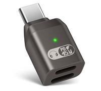 Adaptateur Chargeur USB C vers USB C, Convertisseur USB C Mâle vers Écouteurs Lightning Femelle pour iPhone 16/15 Series, iPad et Autres (Gris)