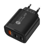 Adaptateur chargeur USB - Tête de chargeur de téléphone, mural rapide,Bloc de chargement de téléphone type-c QC3.0 2PD 40W, ignifuge pour le ménage, la voiture, le portable, la banq