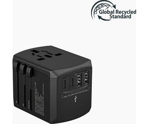 Adaptateur Chargeur Voyage 2 USB A + 2 USB C Tripper 15W Europe/UK/USA/Australie Noir - GRS Xoopar