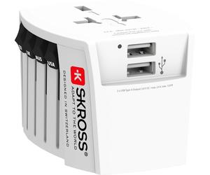 Adaptateur Chargeur Voyage 2 USB A MUV 2.5A Universel 2 poles Blanc Skross