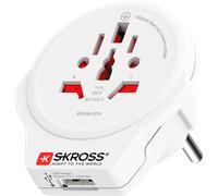 Adaptateur Chargeur Voyage USB A 16A Monde vers Europe/France 2/3 poles Blanc Skross