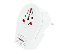 Adaptateur Chargeur Voyage USB C 20W Power Delivery Monde vers Europe/France 2/3 poles Blanc Skross