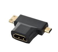 Adaptateur combiné CY Micro Mini HDMI vers HDMI 1.4 Femelle 2-en-1 4K à 60 Hz