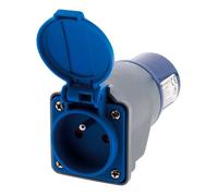 Adaptateur compact sans câble femelle 16A 2P+T en mâle CEE17 pour camping, nautisme - Zenitech