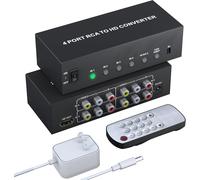Adaptateur Convertisseur 4 Ports Rca Vers Hdmi - 1080P/720P Rca Composite Cvbs Av Vers Hdmi - Conversion Vidéo Et Audio 4:3/16:9 Pour Tv Xbox Ps1 Ps2 Ps3 N64 Ngc Snes Wii Vhs Vcr Caméra Dvd[Z276]