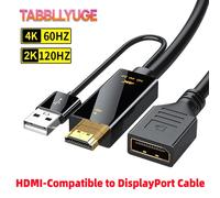 Adaptateur convertisseur de câble HDMI vers DisplayPort 4K@60Hz 2K@120Hz avec cordon d'alimentation USB Plug & Play pour moniteur de jeu PC DP Male 1.8M