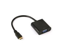 Adaptateur Convertisseur Mini HDMI à VGA - Noir - pour écran moniteur HDTV, MacBook, projecteur -