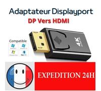 Adaptateur Convertisseur Noir Display Port DP Mâle Vers HDMI Femelle Pour La TVHD PC FE