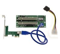 Adaptateur Convertisseur type pont PCI vers PCI Express PCIe x1 2 Ports, avec Chipset ASM, liaison par cordon USB3 50cm