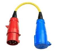 Adaptateur Cordon 32A/3 vers prise CEE monophasée 5P/CEE Couplage 3P