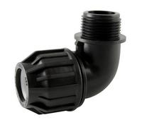 Coude à compression 90° mâle en PP pour tube PE - diam 20mm - 15x21 CODITAL