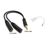 Adaptateur Coupleur Sortie Double Jack 3.5mm Noir Casque Ecouteur 0