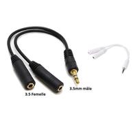 Adaptateur Coupleur Sortie Double Jack - STRAßE TECH - 3.5mm - Noir - 2 Sorties Femelles - Câble Audio