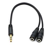 Adaptateur Coupleur Sortie Double Jack - TD® - 3.5mm - 2 Sorties Femelles - Noir - Audio