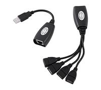 Adaptateur d’Extension Ethernet à 4 Ports USB 2.0 vers RJ45, câble prolongateur de réseau USB avec 4 Ports USB Femelles, Compatible Cat5, Cat5e, Cat6 Jusqu’à 50 m pour imprimantes