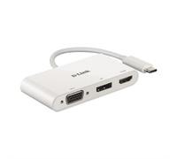Adaptateur D-Link 3 w 1 USB-C na HDMI/VGA/DisplayPort DUB-V310 z USB Hub'em | Gwarancja 24 miesiące | USB Type-C