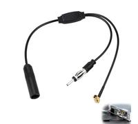 Adaptateur Dab+ Antenne Voiture 0,6m, Splitter SMB vers DIN pour Autoradio, Câble Actif pour Utiliser l'Antenne AM/FM Standard, Compatible avec la Plupart des Autoradios Aftermarket