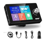 Adaptateur DAB + pour autoradio, adaptateur DAB stéréo avec écran LCD 2,8 pouces, émetteur FM Plug & Play avec Bluetooth mains libres et jeux de musique, récepteur DAB portable avec entrée et sortie