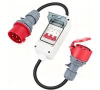 Adaptateur d'alimentation CEE 63 A vers 32 A, IP44, avec disjoncteur, fiche 63 A 400 V vers couplage 32 A 400 V, courant fort, rallonge CEE, adaptateur courant fort et prise (32 A vers 16 A)