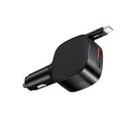 Adaptateur d'alimentation de voiture avec câble de type C intégré, adaptateur d'alimentation rétractable avec sortie de 100 W et disposition de charge USB-A de type C pour la conduite quotidienne