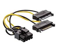 Adaptateur d'alimentation - INLINE - 2x SATA vers 8 broches - 0,15m - Pour cartes graphiques PCIe