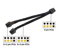 Adaptateur d'alimentation PCI Express, 20cm, PCIe femelle à double 2X 8 broches (6 + 2) mâle, câble tressé d'extension séparateur Y
