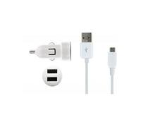 - Adaptateur d'alimentation pour voiture - 2.4 A - 2 connecteurs de sortie (USB) - blanc