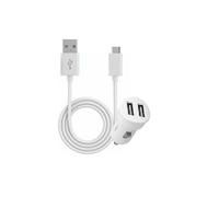 Bigben Interactive Adaptateur d'alimentation pour voiture – 2.4 A – 2 USB – Micro-USB – Blanc