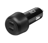 - Adaptateur d'alimentation pour voiture - 45 Watt - 3 A - PD 3.0 - 2 connecteurs de sortie (24 pin USB-C) - sur le câble : USB-C - noir