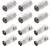 Adaptateur d'Antenne,12 Pcs Sat Adaptateurs d'antenne Câble pour Satellite TV lecteurs DVD,Adaptateur d'Antenne de la Prise F est Fait d'alliage de Zinc Anti-oxydant(6 Mâle et 6 Femelle,Argent)(Q529)