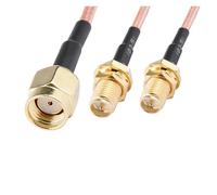 Adaptateur d'antenne RP SMA mâle/femelle vers double mâle femelle 2 voies, répartiteur de type Y, câble d'extension coaxial RF RG316 en queue cochon(RP M to 2 RP F,20CM)