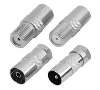 Adaptateur d'Antenne TV F Mâle vers Femelle, Connecteur Coaxial RF Compatible avec Câble Satellite, Répartiteur Antenne TV TNT, Prise Murale, Raccord Coaxial, Kit 4 Pièces, Argent