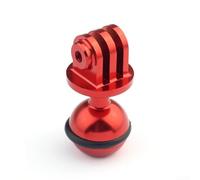 Adaptateur de balle pour caméra d'action pour plongée avec rotule de 2,5 cm et support de lampe compatible avec connecteur à double prise en alliage d'aluminium (rouge)