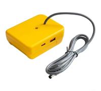 Adaptateur de batterie 18 W avec port USB-C et USB-A pour batterie lithium-ion DCB200 18 V/20 V, câble de 96 cm, boîtier ABS, fonction de charge rapide pour outils et camping (avec USB C)