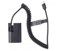 Adaptateur de batterie factice LP-E6 avec câble spiralé de type C, entrée 9 V, convient pour alimentation d'appareil photo Canon 70D 80D R6 R5 6D