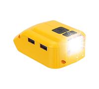 Adaptateur de batterie pour Dewalt 18V, chargeur de téléphone USB, lampe de travail LED avec double chargeur USB et port 12V CC, source d'alimentation pour batterie lithium-ion 14,4-20 V max