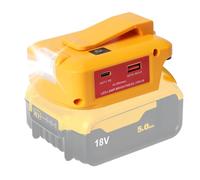 Adaptateur de Batterie USB pour Batterie Dewalt 18 V, convertisseur de lumière de Travail LED avec Double Ports de Charge USB et Port DC, Lampe de Poche sans Fil (Adaptateur Uniquement)