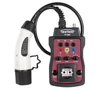 Adaptateur de borne de recharge Testboy TV 900 pour tester les bornes de recharge de type 2 (un testeur d'installation ou un multimètre peut être connecté, LED intégrée), noir/rouge