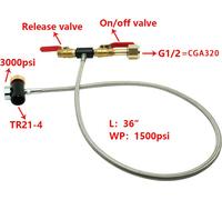 Adaptateur de bouteille de recharge CO2 G1/2 Accessoire de connexion pour Soda Maker avec tuyau pour le remplissage de Sodastream (36inch Gauge) G1/2