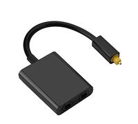 Adaptateur de câble audio à fibre numérique à double port, convertisseur d'adaptateur de câble à fibre optique séparateur 1 en 2 sorties 250M Bit/s Bande passante de transmission(Le noir)