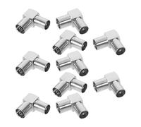 Adaptateur de Câble Coaxial Coudé à 90° Argenté, Lot de 10 Set de Set