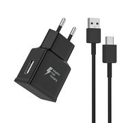 Adaptateur de câble de Charge 15 W avec Fonction de Charge Rapide Chargeur USB-A pour Samsung Galaxy A17 A16 A15 A55 A25 A35 A34 A05S A54 S23 S22 S21 A52 A51 S10 S10e S10+ câble 2m(Noir)