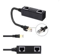 Adaptateur de câble Ethernet, Port séparateur adaptateur de câble réseau, connecteur 1 à 2 ports coupleur prolongateur pour Cat 6e Cat 6