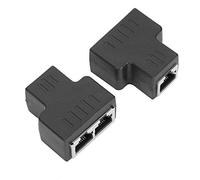 Adaptateur de Câble Ethernet, Répartiteur d'extension de Câble d'interface Femelle RJ45, Rallonge de Câble de Connecteur LAN divisé pour Décodeurs TV PC (Noir)
