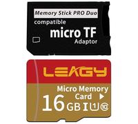 Adaptateur de carte mémoire PSP avec carte Micro SD, carte Micro SD vers carte Memory Stick PRO Duo MagicGate compatible avec appareil photo, téléphone portable et PSP 1000/2000/3000 (Adaptateur+16GB)