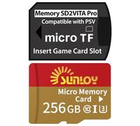 Adaptateur de carte mémoire SD2Vita 6.0 PS Vita avec carte micro SD de 256 Go, jusqu'à 140 Mo/s carte mémoire flash microSDXC UHS-I avec adaptateur de carte SD PSVita pour système PSV 1000/2000 PSTV